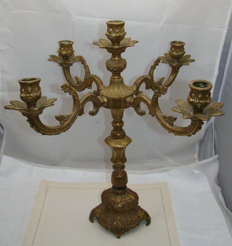 Candélabre en bronze doré 5 feux, style Louis XV