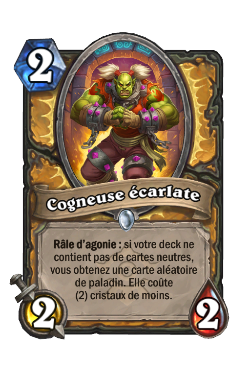 Rendu français de la carte Cogneuse écarlate, commune paladin à 2 cristaux