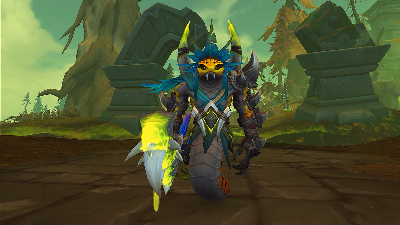 Un guerrier serpentin de l'île Annelée dans WoW Midnight