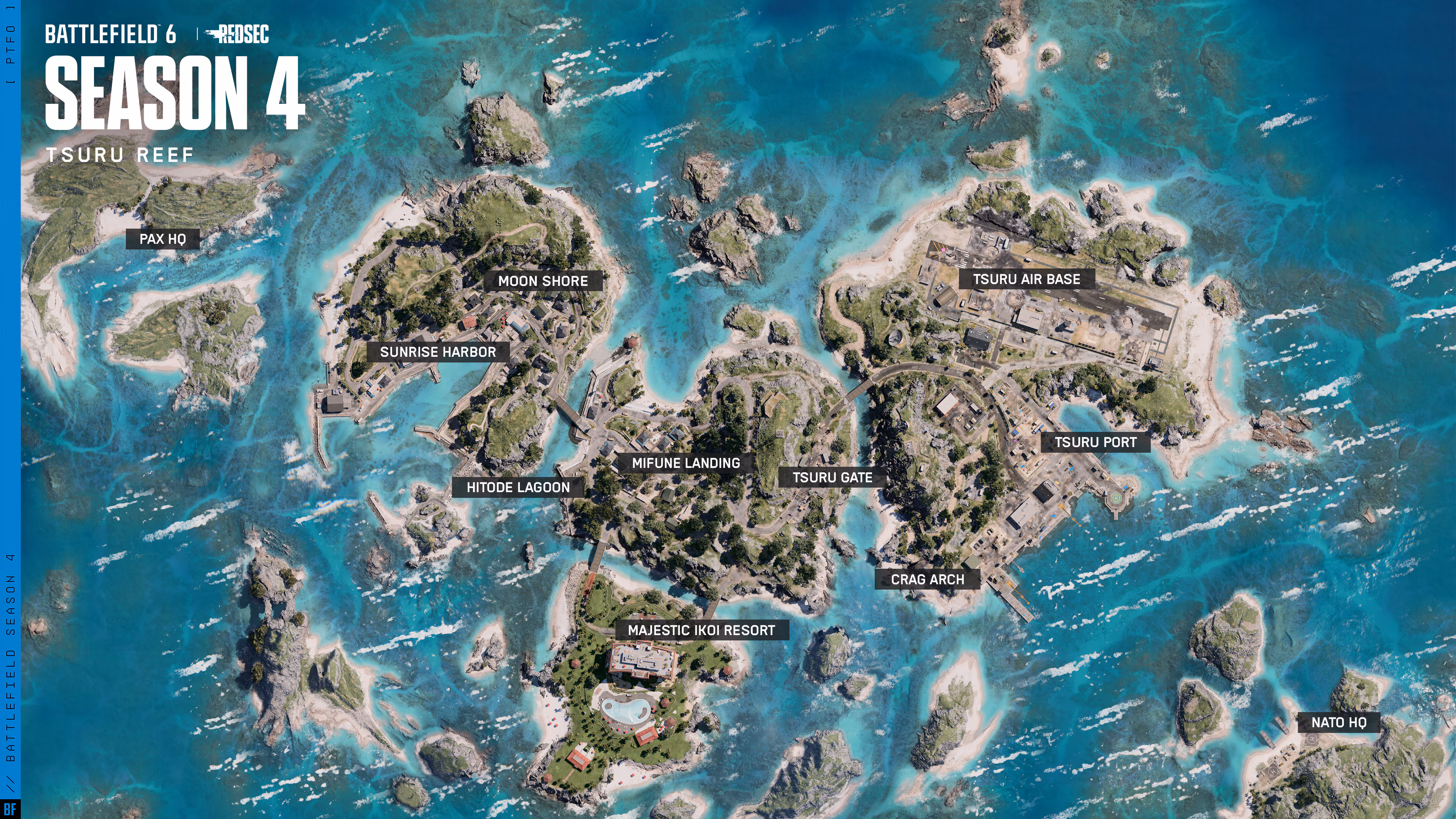 Carte du Récif de Tsuru avec ses points d'intérêt