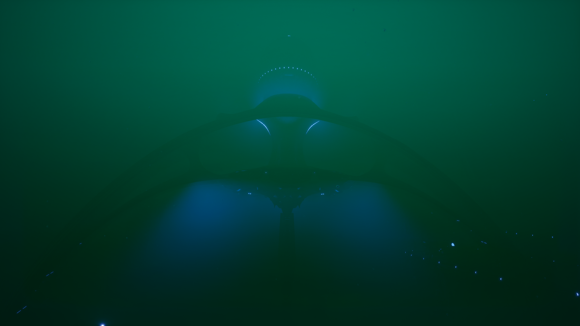 La silhouette de la centrale de Karakorum aperçue de loin dans les eaux troubles de Subnautica 2