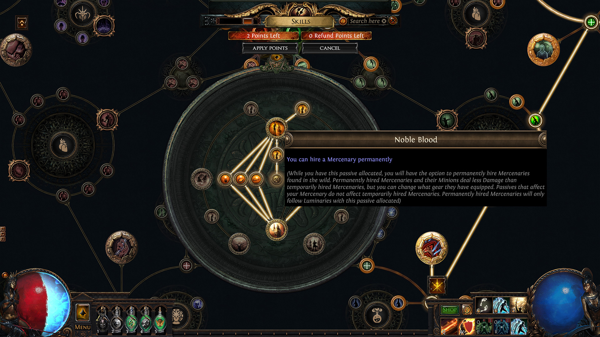 Arbre de l'ascendance Éminence avec le talent Sang noble dans Path of Exile 3.29