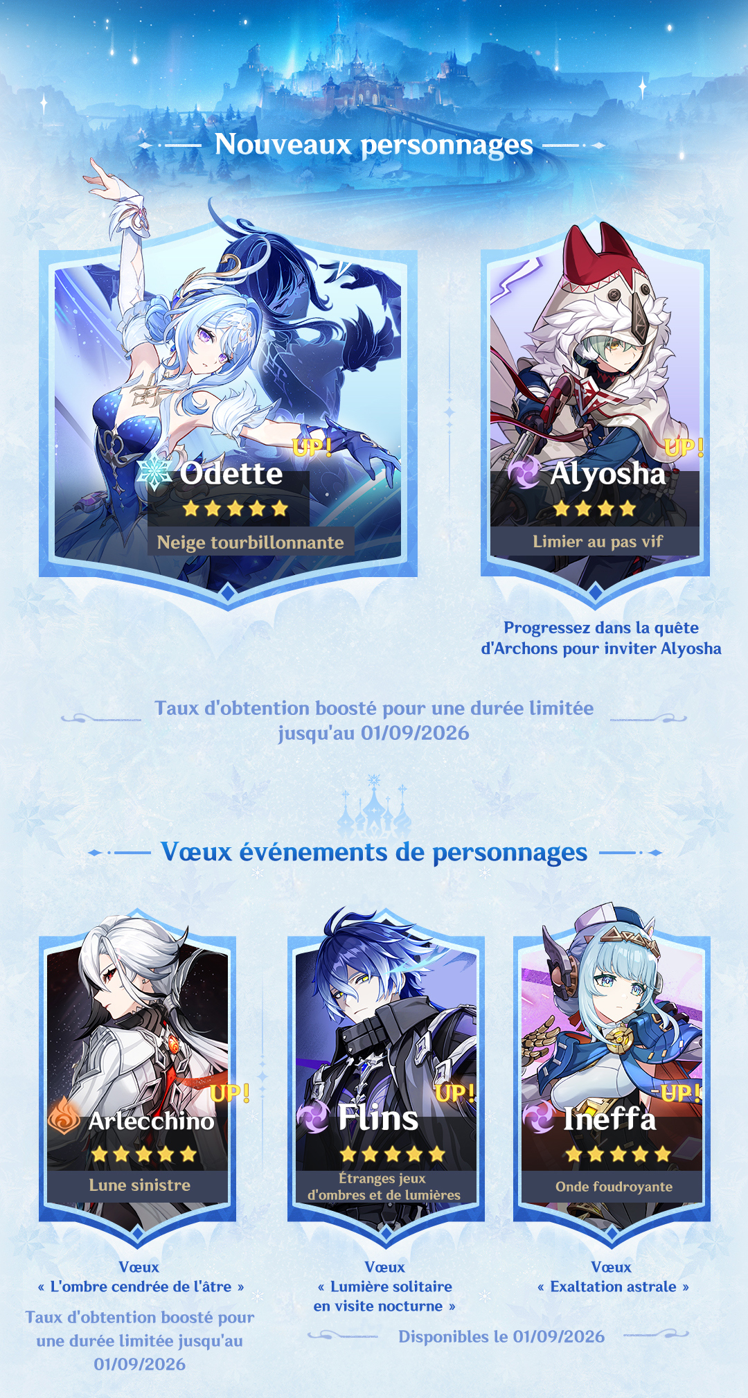 Visuel officiel de l'ouverture de la zone Snezhnaya dans Genshin Impact 7.0