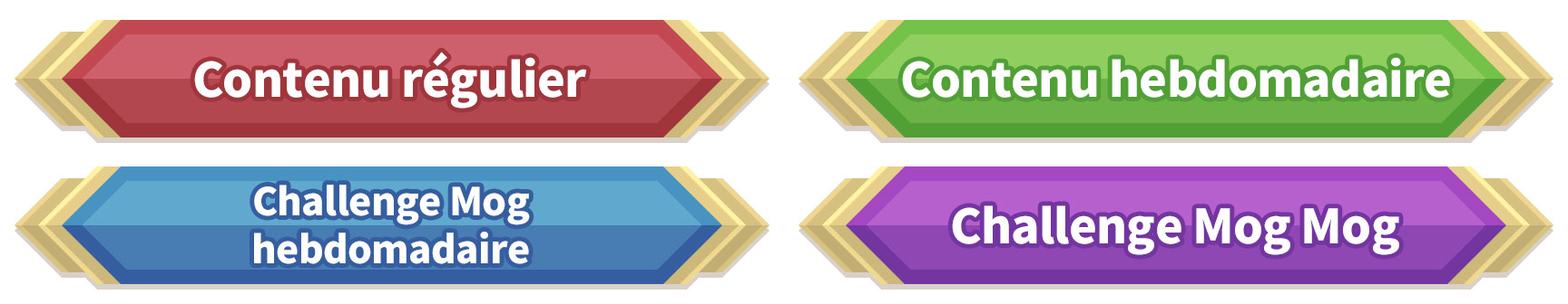 Bandeau officiel des quatre sources de mémoquartz : contenu régulier, contenu hebdomadaire, challenge Mog hebdomadaire et challenge Mog Mog.
