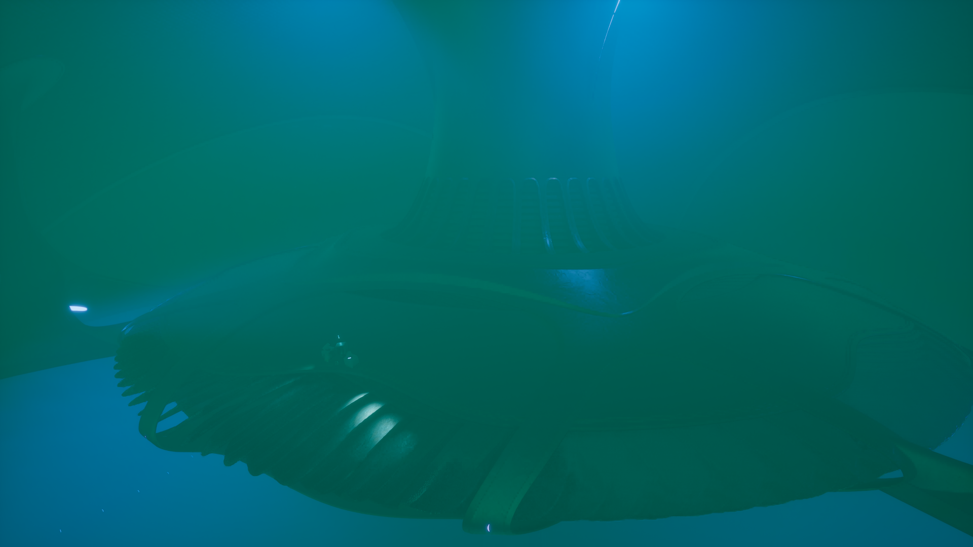 La turbine de la centrale de Karakorum reconstruite dans Subnautica 2, pales intactes