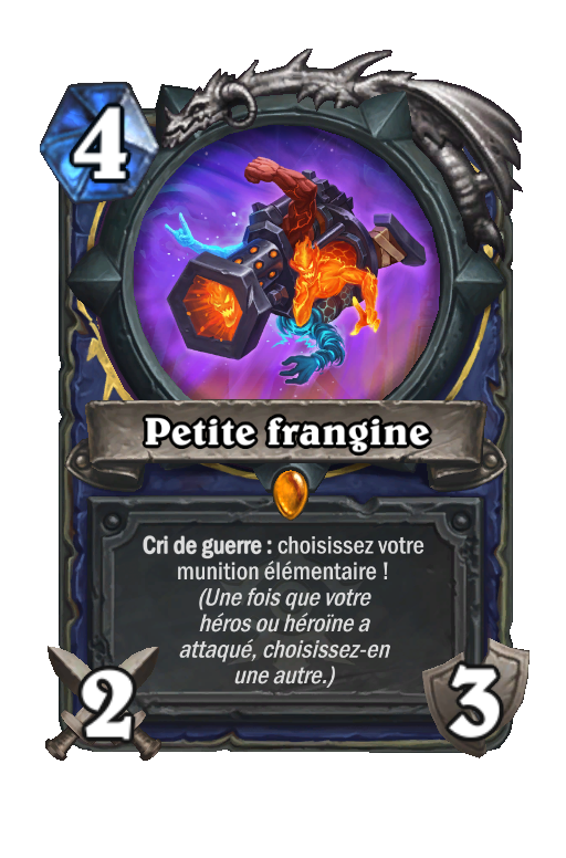 Carte française de Petite frangine, arme légendaire chaman à 4 cristaux avec munitions élémentaires