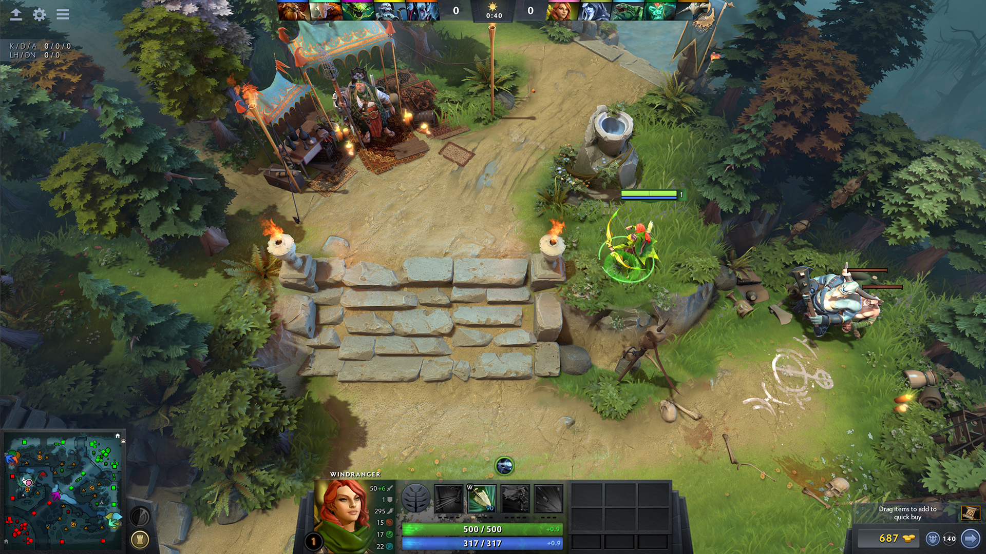 Début de partie dans Dota 2 sur le patch 7.41e