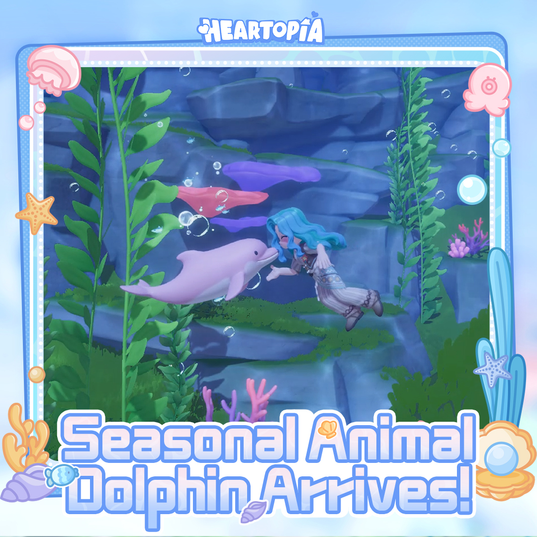 Visuel officiel de l'arrivée des dauphins saisonniers dans Heartopia