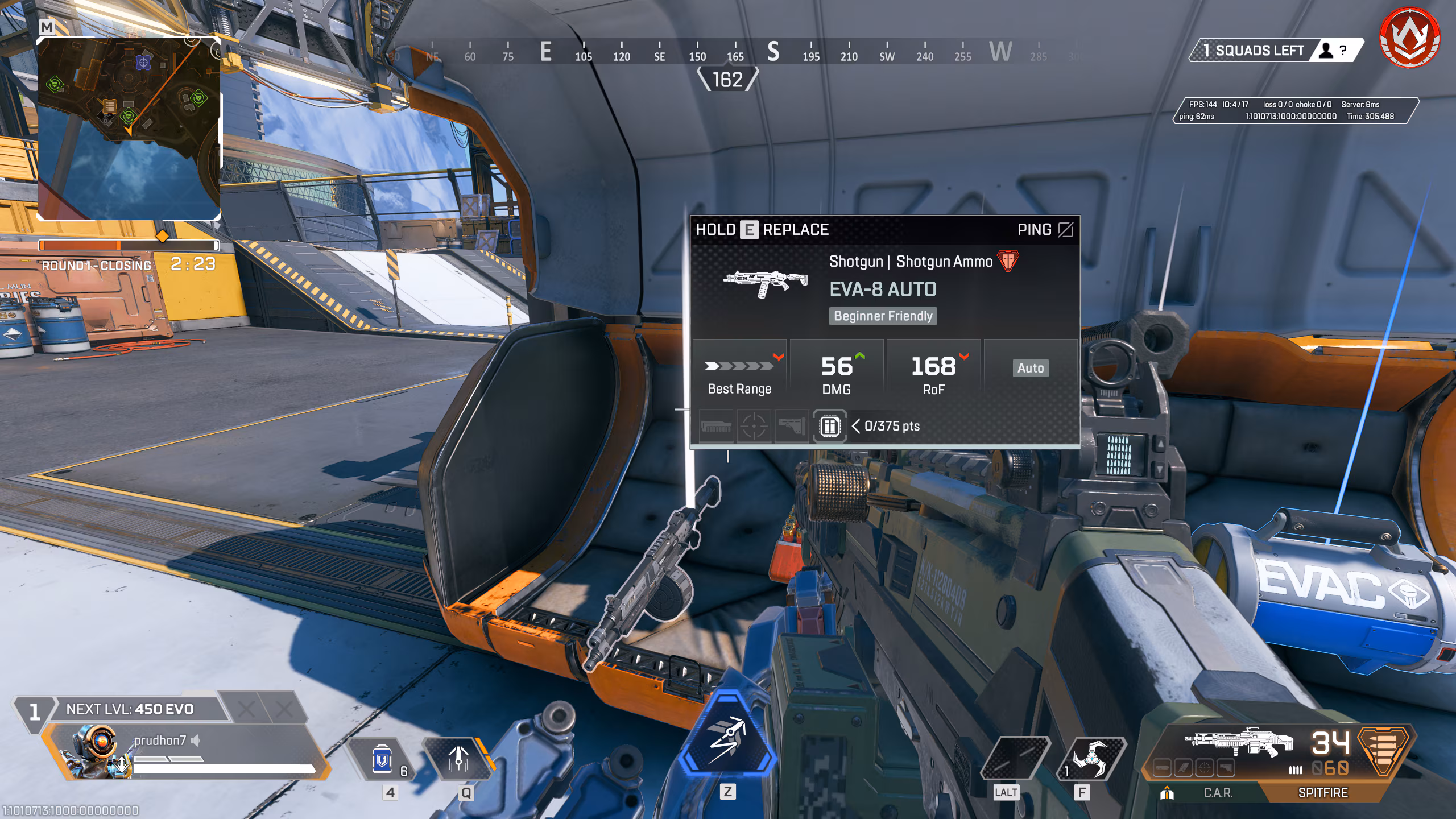 Carte de butin d'Apex Legends comparant l'arme tenue et l'arme visée au sol