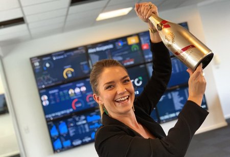 Employee celebrating an achievement