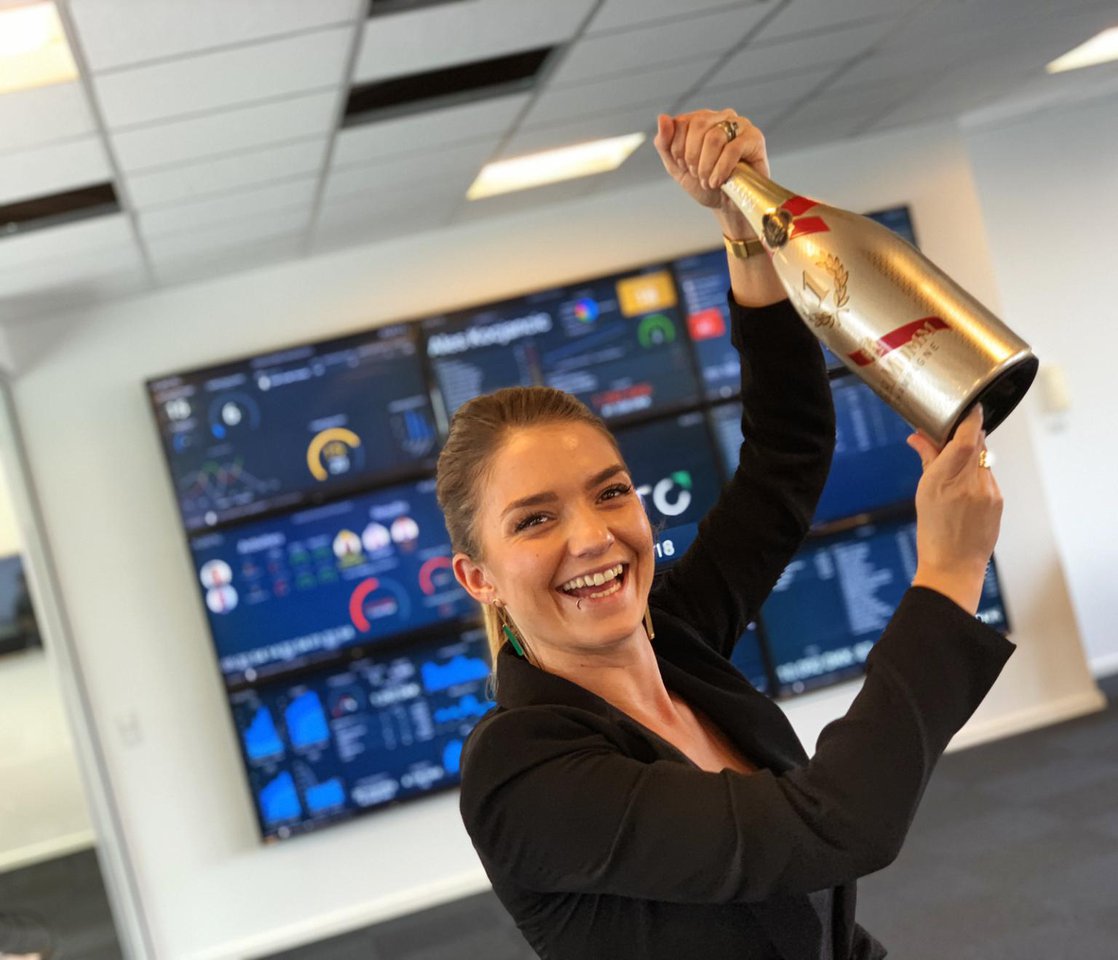 Employee celebrating an achievement