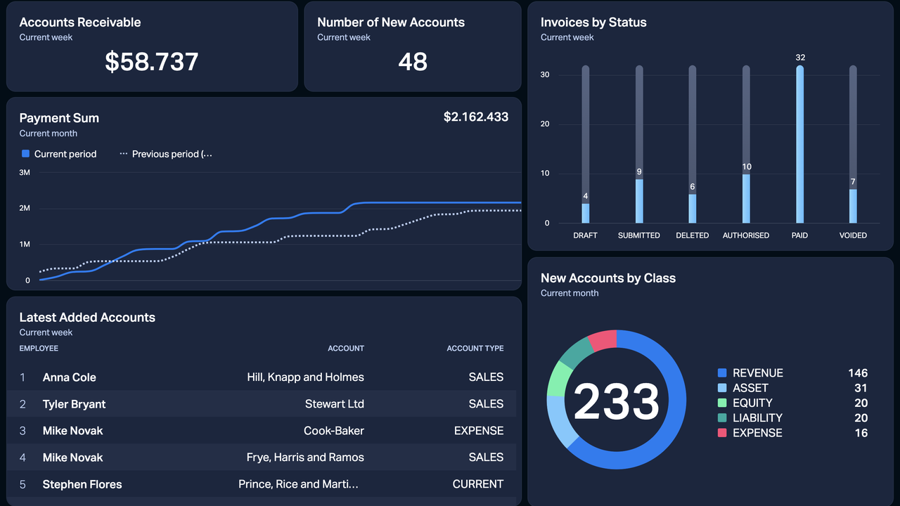 Dashboard Example - Xero