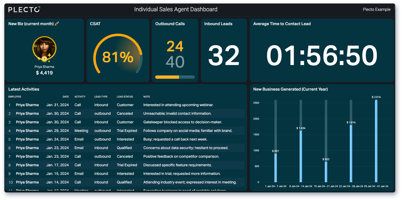 Individual Sales Agent Dashboard