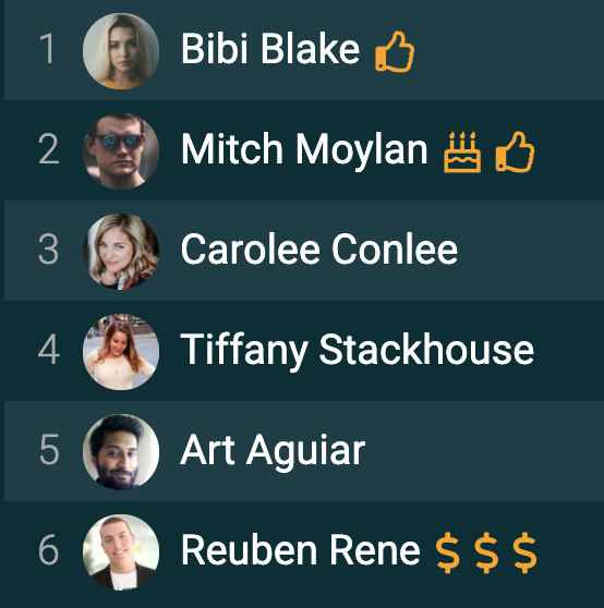 Examples of personalised achievement badges on Plecto dashboard