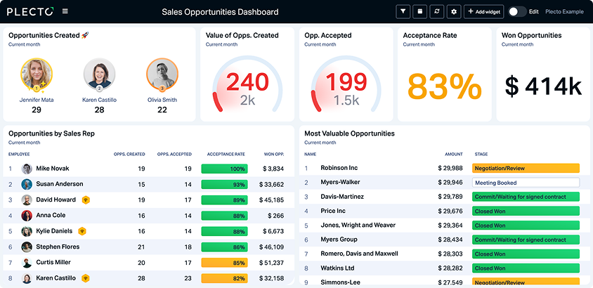 Sales Opportunities Dashboard light