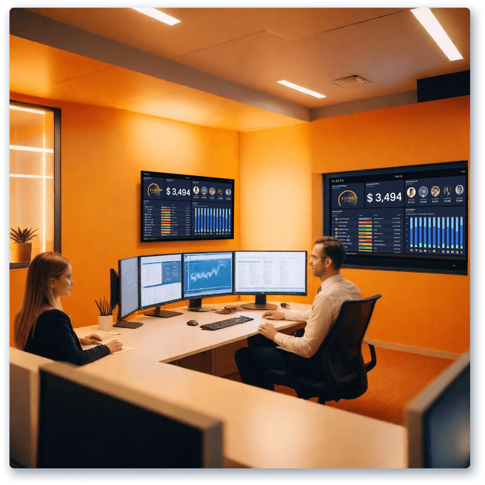 TV dashboards mock office