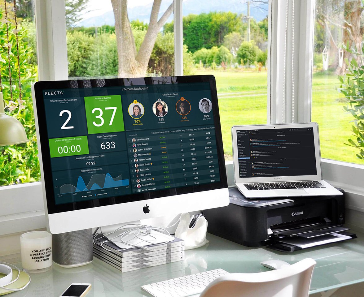 Work from home with Plecto on big Screen
