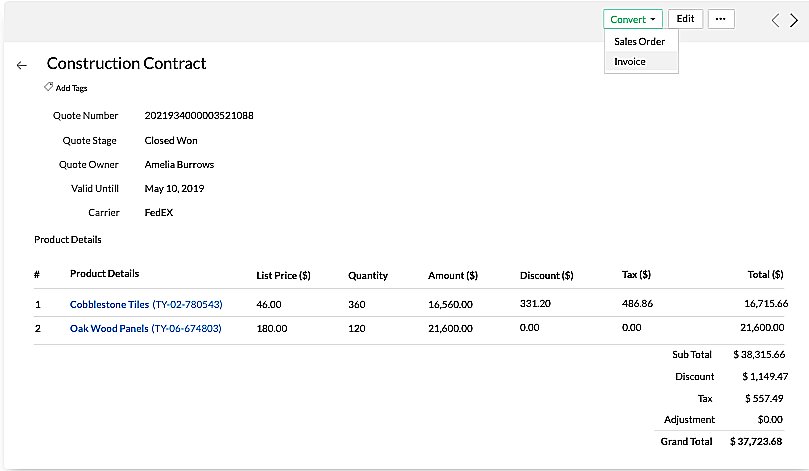 Blog - Zoho CRM Construction Contract