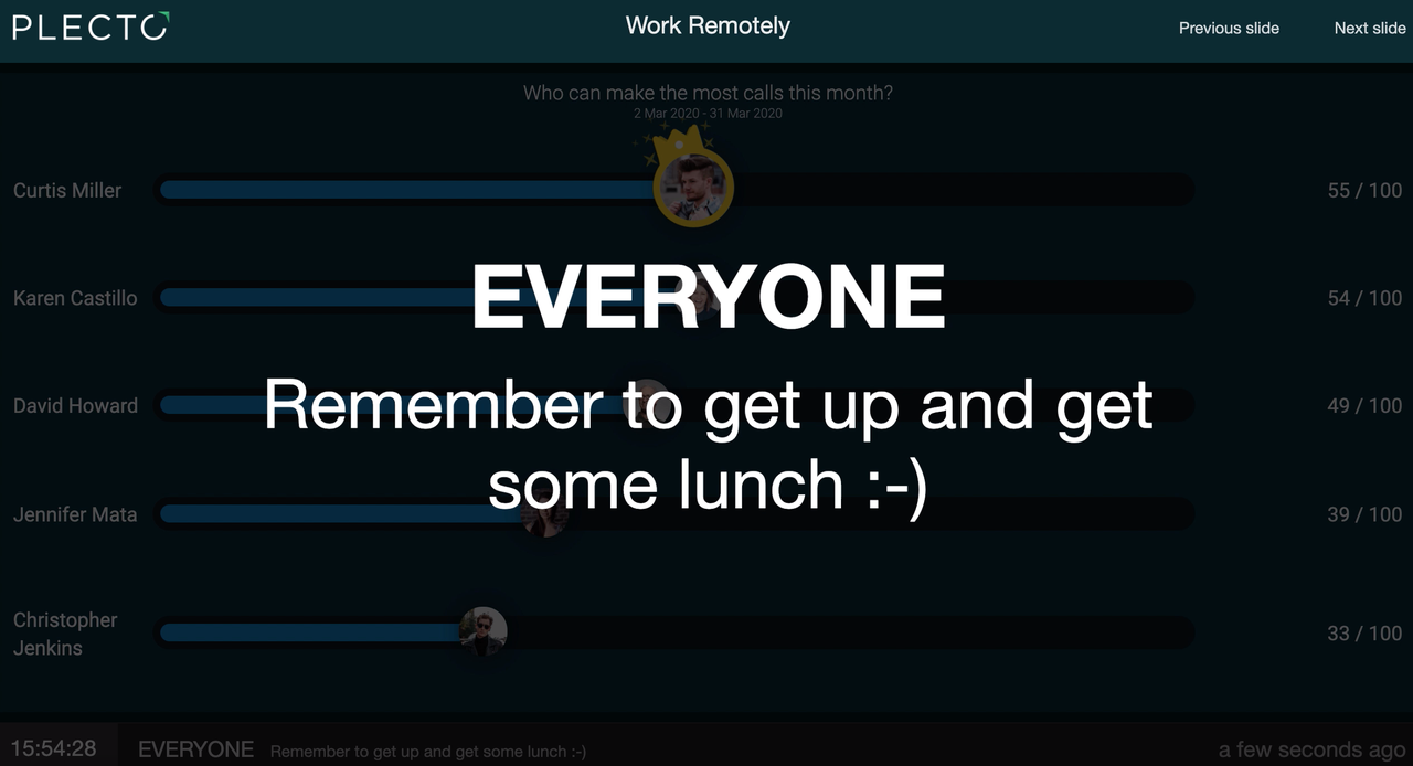 Blog - Limit Dashboard Access - Example of motivational notification in Plecto App
