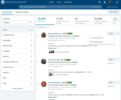 Linkedin sales navigator