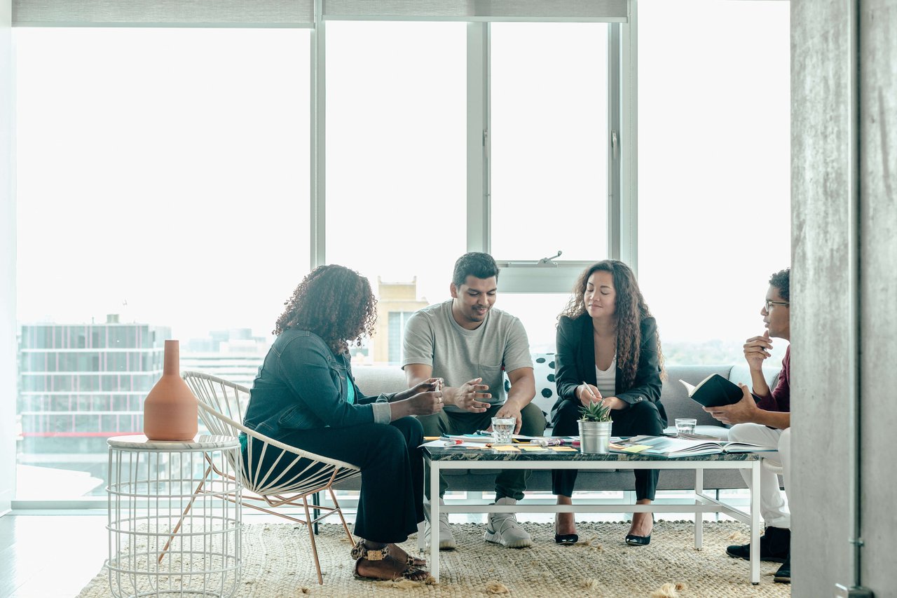 team brainstorm stock photo