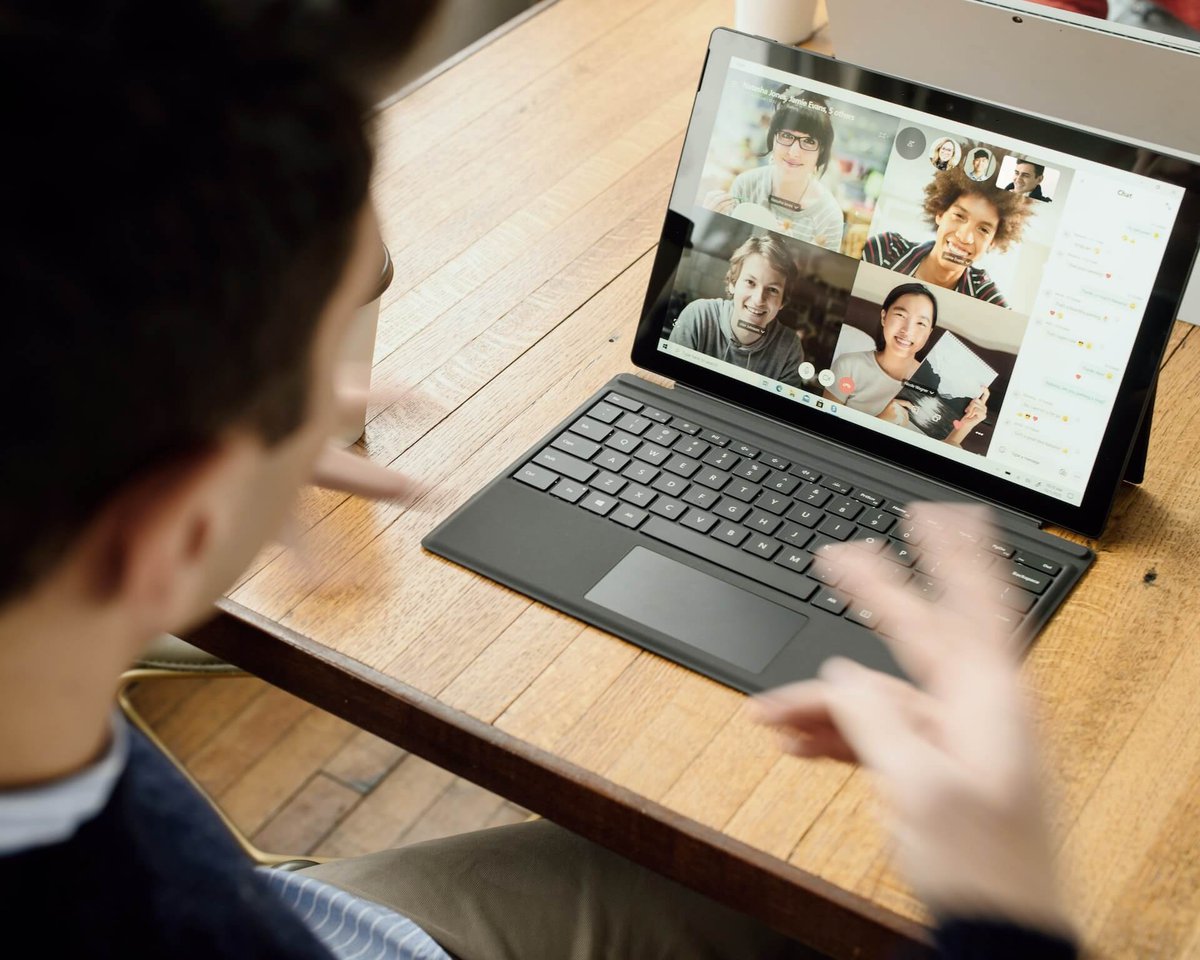 video call remote selling stock photo