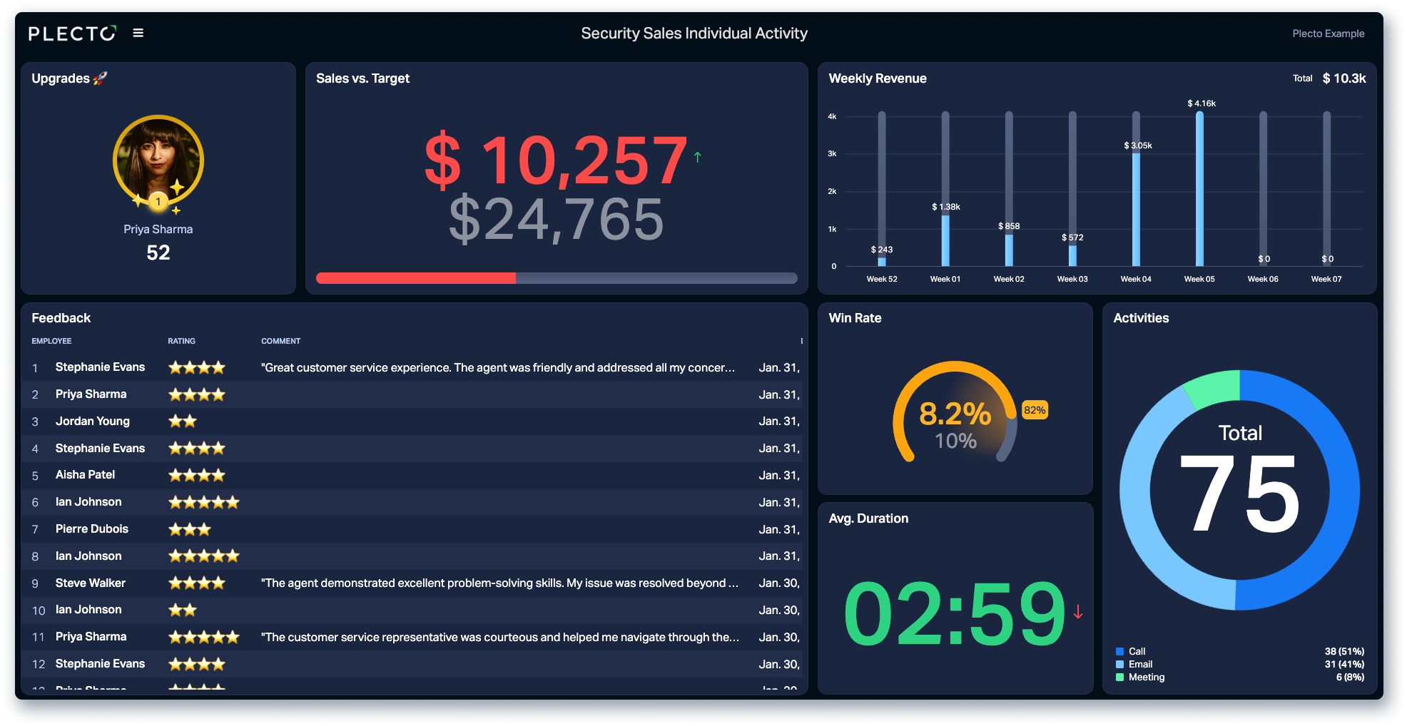 Discover Plecto's Sales Activities Dashboards