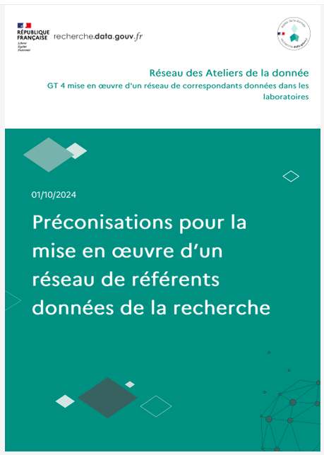 Couverture du Préconisations pour la mise en oeuvre d'un réseau de référents données de la recherche