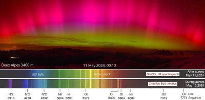 Aurore boréale exceptionnelle des 10-11 Mai 2024 observée par les caméras alpines