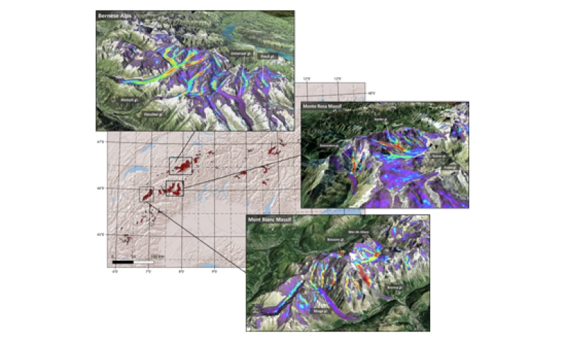Cartographie des vitesses d'écoulement des glaciers alpins à partir d'observations par satellite