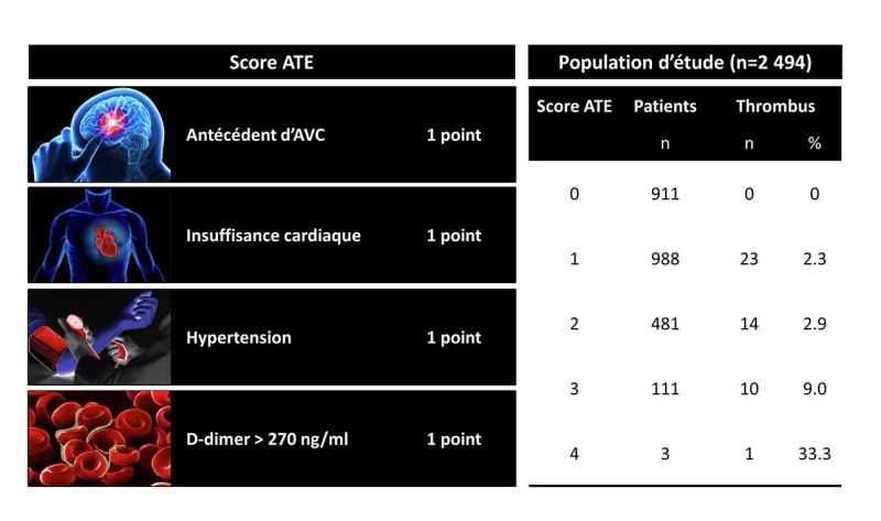Création d’un score clinico-biologique pour le diagnostic d’exclusion des thrombi intra-atriaux avant ablation de fibrillation atriale