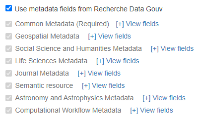 Selection of specific metadata blocks for the collection