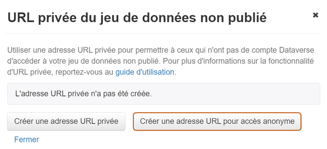 URL privée avec accès anonyme