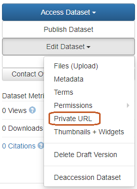 Genrating a private URL for a draft version of a dataset