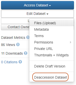 Withdrawing a published dataset from dissemination