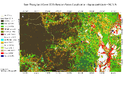 Classification de la couverture terrestre à l’aide de forêts aléatoires à partir d'images du satellite Sentinel de 2019, Saen Thong, Thaïlande