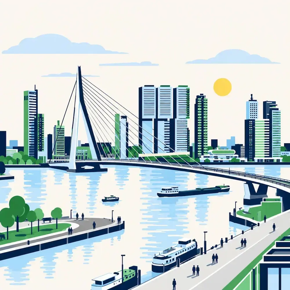 Illustration représentant les infrastructures et le marché immobilier aux Pays-Bas