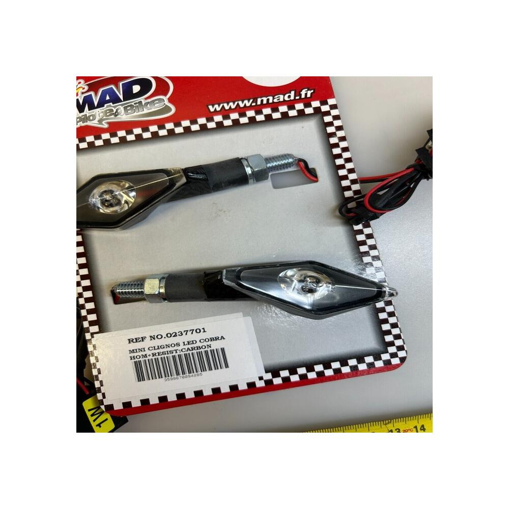 2 Clignotant + résistance Mad cobra carbone Led 12v Homologué Moto 0237701