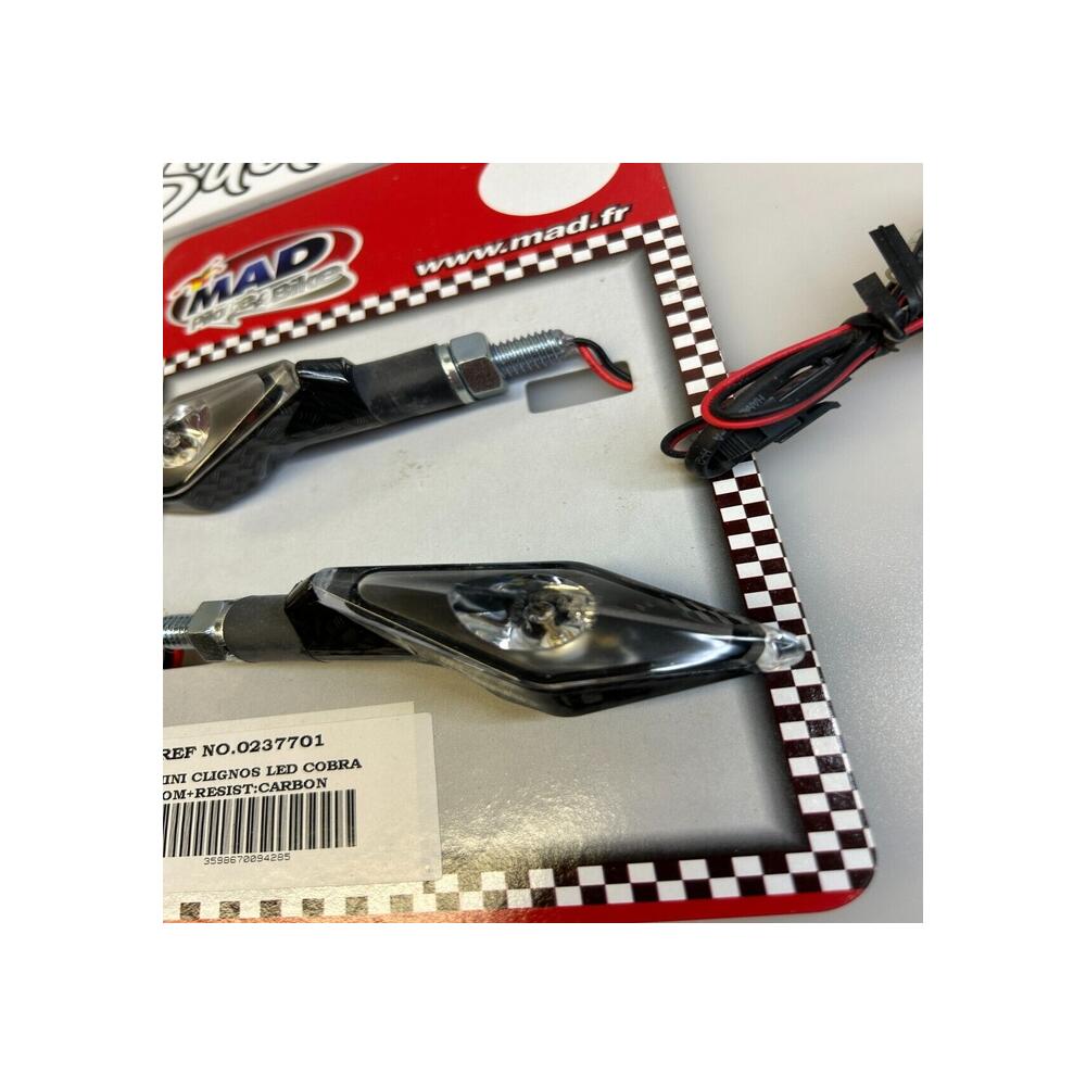 2 Clignotant + résistance Mad cobra carbone Led 12v Homologué Moto 0237701