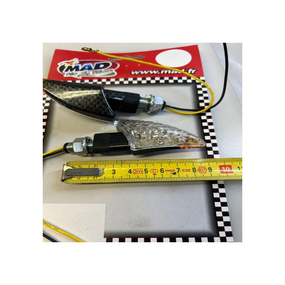 2 Clignotant Tuning Mad Fuse carbone Led 12v Homologué Moto Scooter quad 023767