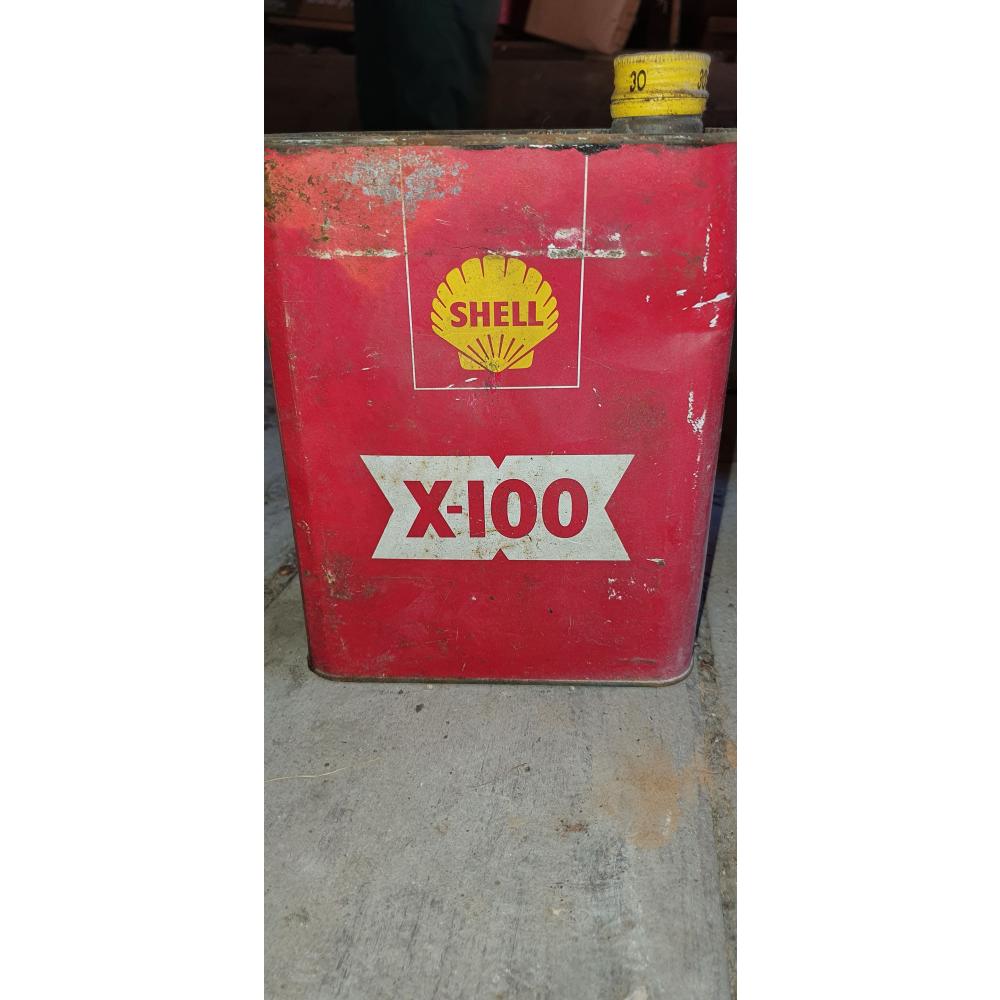 Ancien bidon d'huile SHELL X-100 Collection Garage