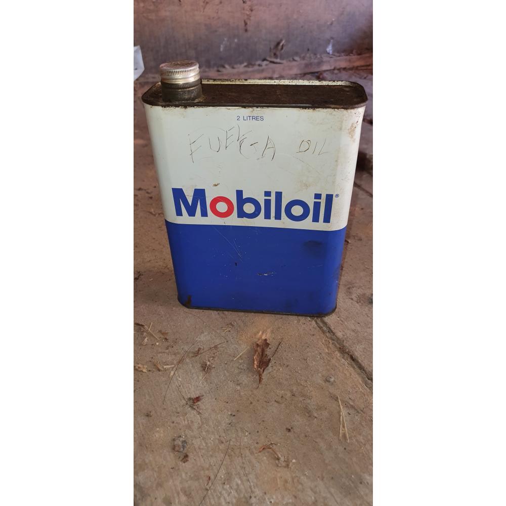 Ancien bidon d'huile MOBILOIL 2L Collection Garage