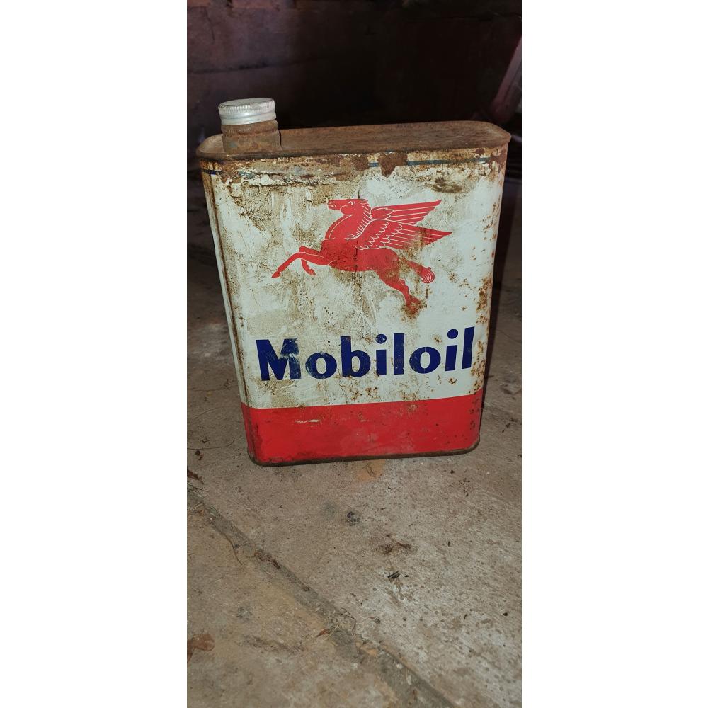 Ancien bidon d'huile MOBILOIL Collection Garage