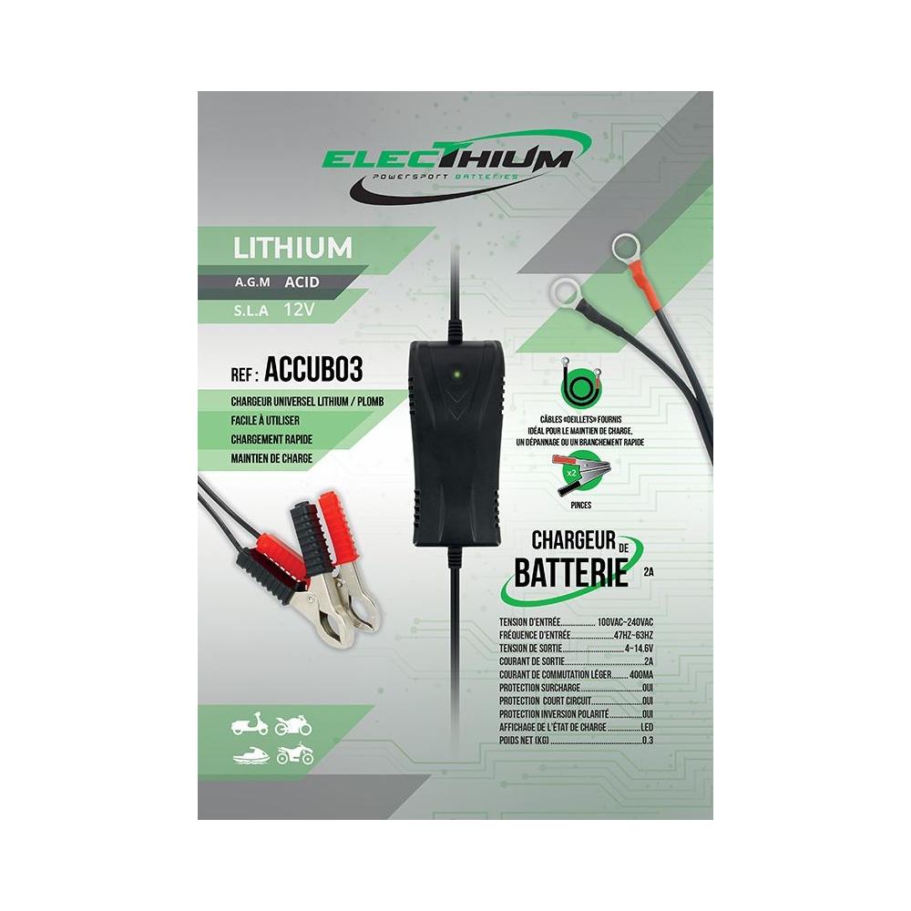 Chargeur pour batterie Lithium et Acide - Moto et Scooter