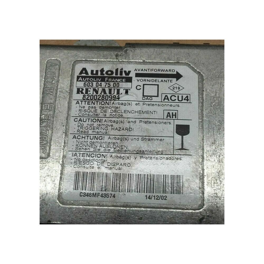 603 04 75 00 / 8200280994 boitier calculateur airbag RENAULT MEGANE II