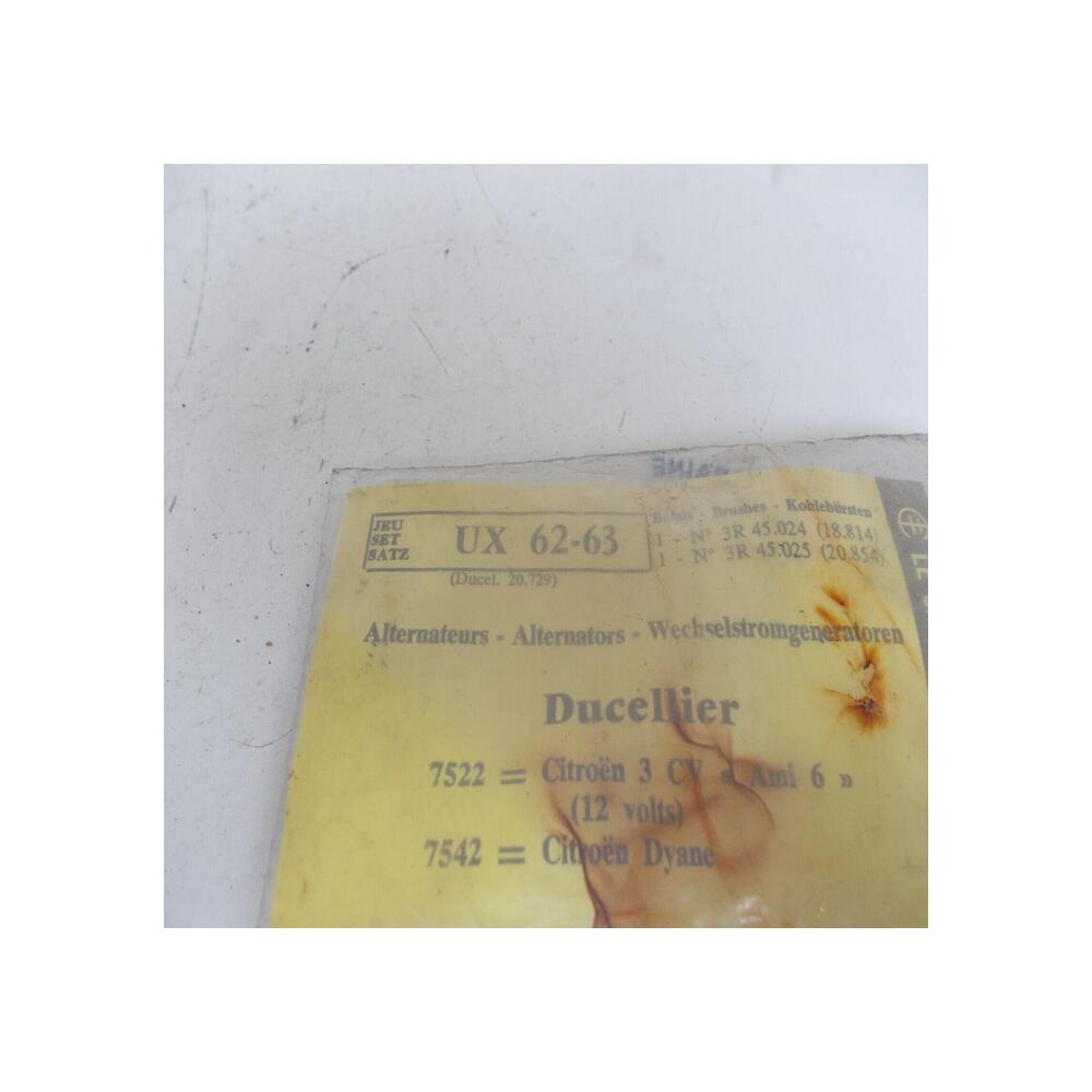 balais charbons DUCELLIER  UX 62 63 ALTERNATEUR Citroën Ami 6 Dyane