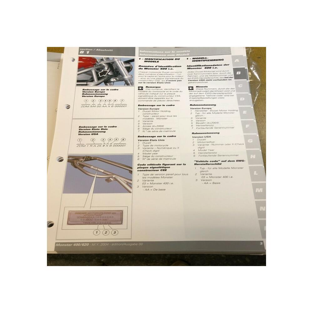 manuel atelier Français allemand werkstatthandbuch ducati monster 400 620 2004