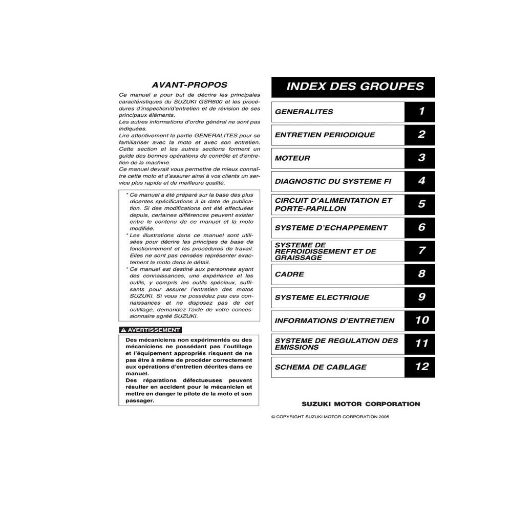 MANUEL ATELIER REVUE RÉPARATION PDF SUZUKI GSR 600 2006