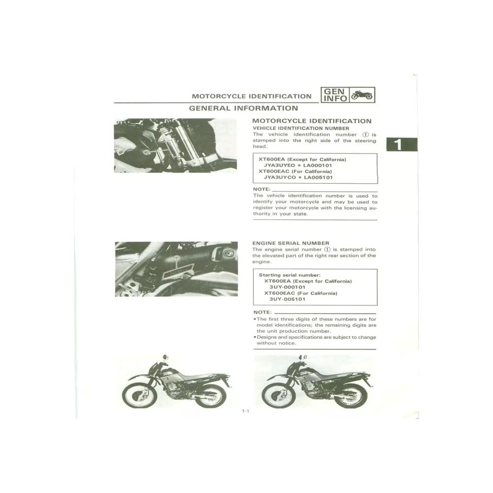WORKSHOP MANUAL ENGLISH YAMAHA XT600E PDF