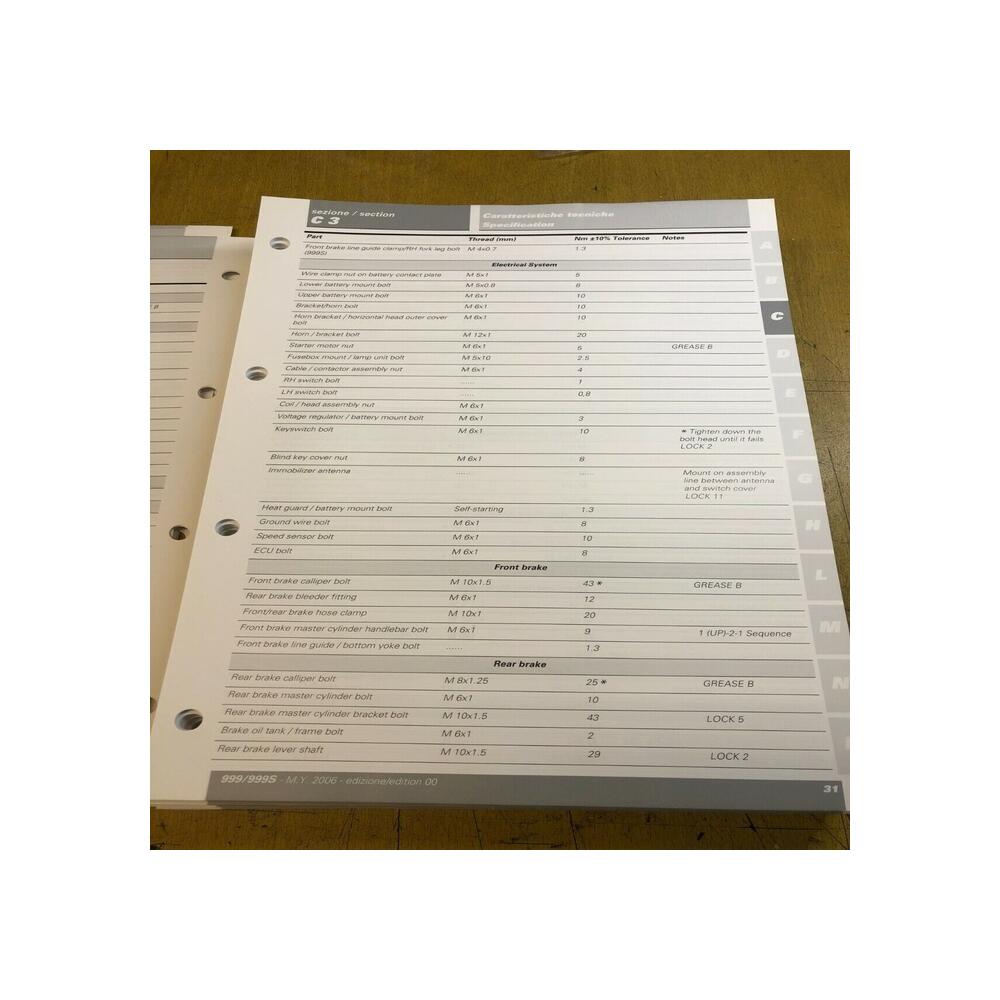 workshop manual manual d officina it eng ducati superbike 91470411L 999 s 2006